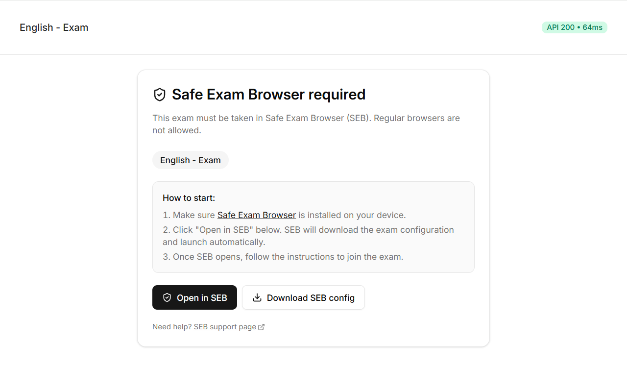 Diagnote Safe Exam Browser integration